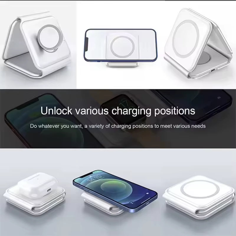 Durable PC Material 30W 3-In-1 Multifunction Wireless Charger for Multiple Devices Made