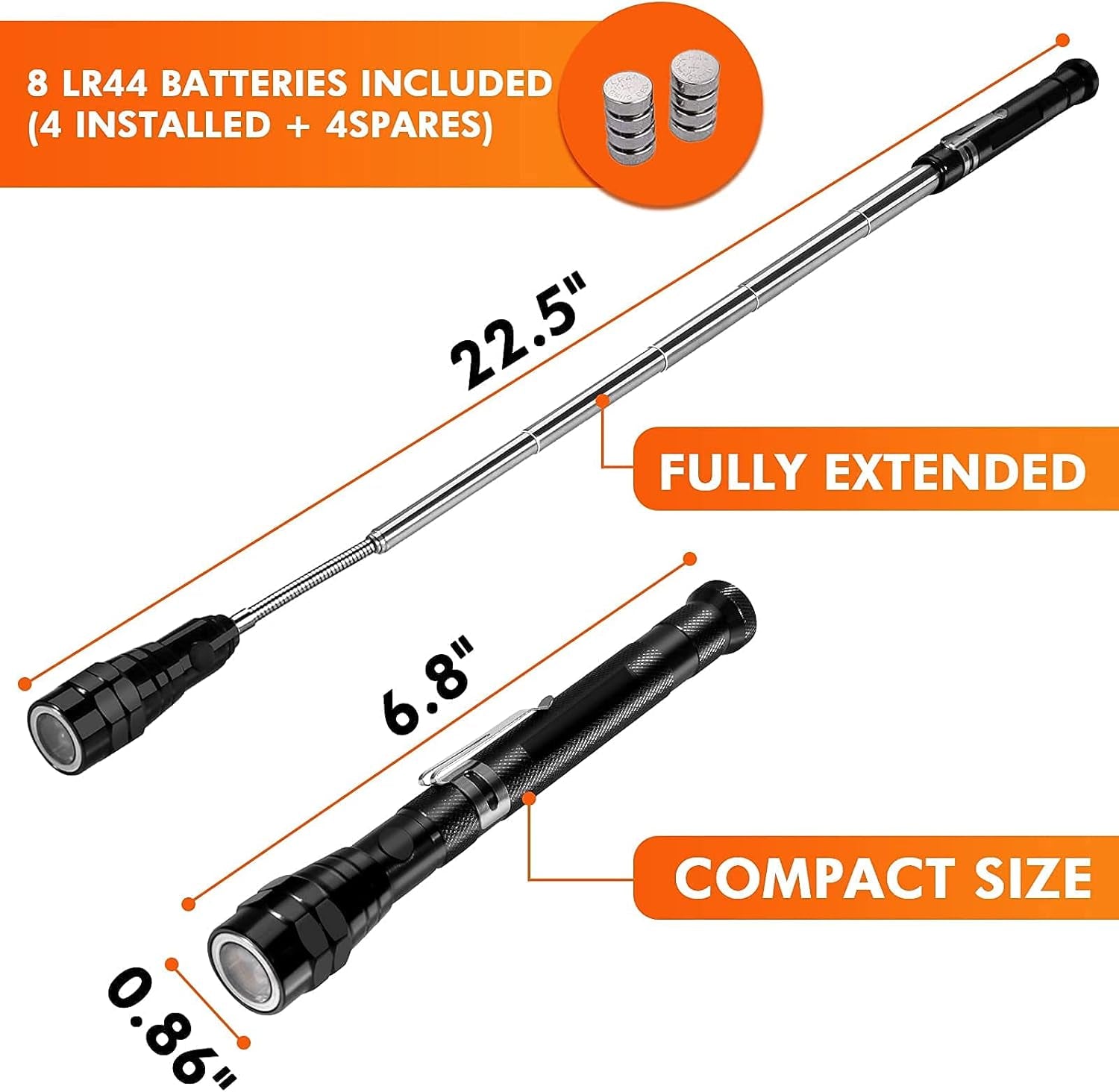 LED Magnetic Pickup Tool, Gifts for Men Dad Him Boyfriend Husband, Cool Gadget with LED Lights, Extendable Neck, Telescoping Pick up Magnet Stick for Diyers Handymen, Birthday Father'S Day Gift