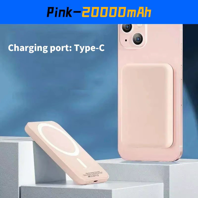 20000Mah Magnetic Powerbank Wireless PD 22.5W Fast Charger for Magsafe Portable Auxiliary Battery for Iphone Samsung Xiaomi