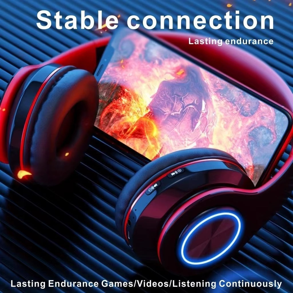 Wireless Bluetooth 5.0 Headphone with Microphone On-Ear Headset Stereo Sound Earphones Sports Gaming Foldable Headphones Game