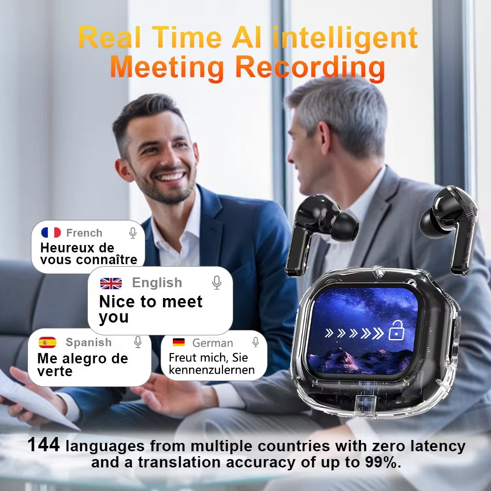 Translation Headphones with Multifunction Touch Screen Smart Wireless Bluetooth Earphone Hifi Audio Quality Business Earbud