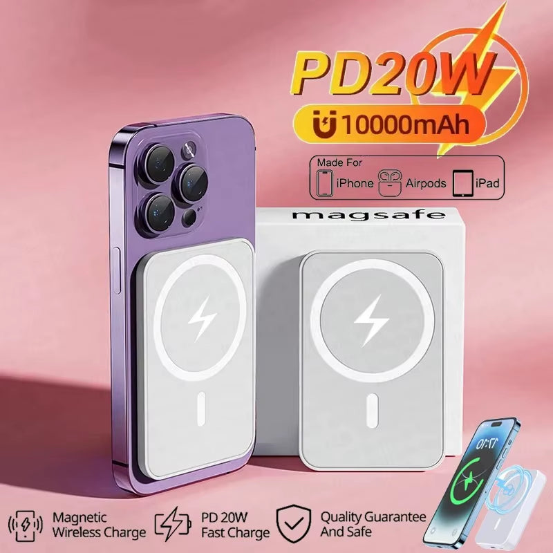 20000Mah Magnetic Powerbank Wireless PD 22.5W Fast Charger for Magsafe Portable Auxiliary Battery for Iphone Samsung Xiaomi
