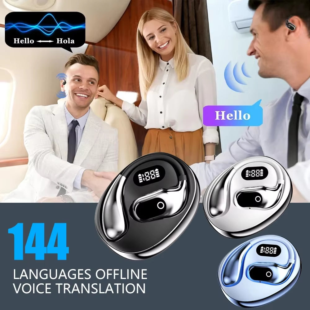 Ai Translators Earphone 144 Languages Wireless Bluetooth 5.4 Smart Voice Real Time Translator Headphones for Travel Business