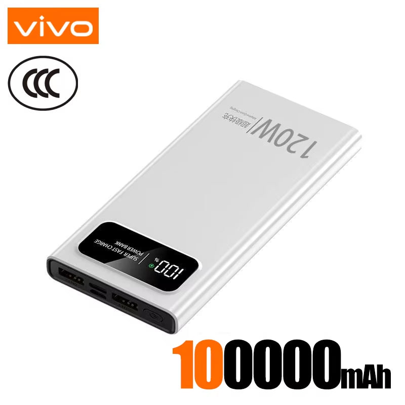 120W Power Bank Super Fast Charging 200000Mah Large Capacity Portable External Battery for Mobile Power Bank for Iphone