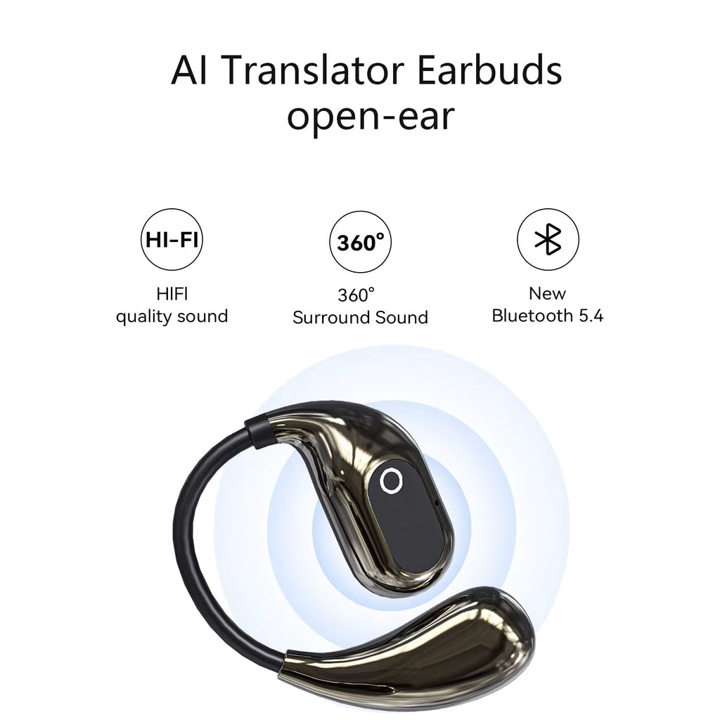 Ai Translators Earphone 144 Languages Wireless Bluetooth 5.4 Smart Voice Real Time Translator Headphones for Travel Business