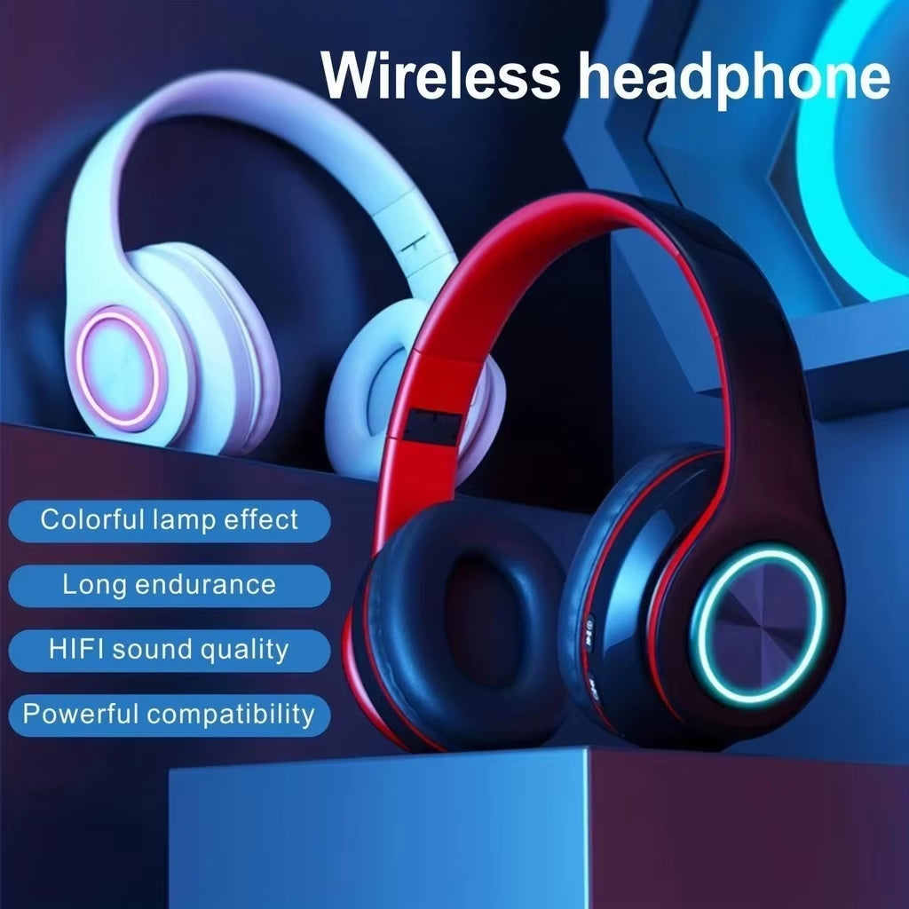 Wireless Bluetooth 5.0 Headphone with Microphone On-Ear Headset Stereo Sound Earphones Sports Gaming Foldable Headphones Game