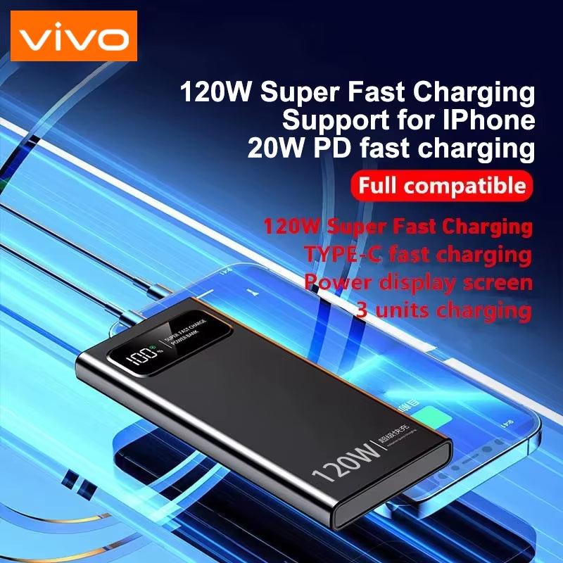 120W Power Bank Super Fast Charging 200000Mah Large Capacity Portable External Battery for Mobile Power Bank for Iphone